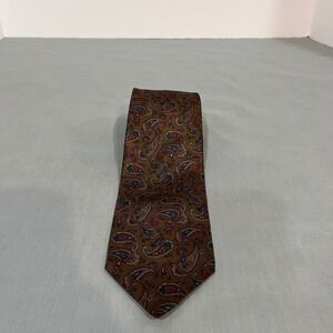 Vintage John Comfort Necktie Mens OS Brown Paisley Silk Made in England Tie